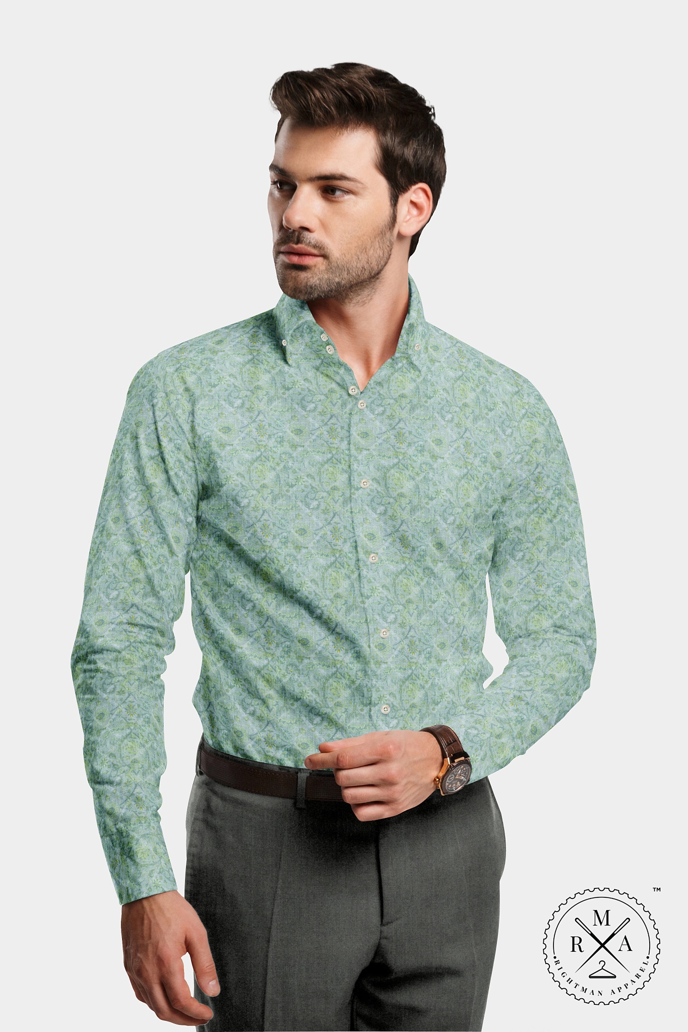 Green Irish Linen Shirt SH315